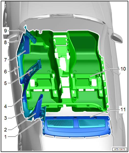 Component Location Overview - Vehicle Interior Trim Panels, A3 Sedan