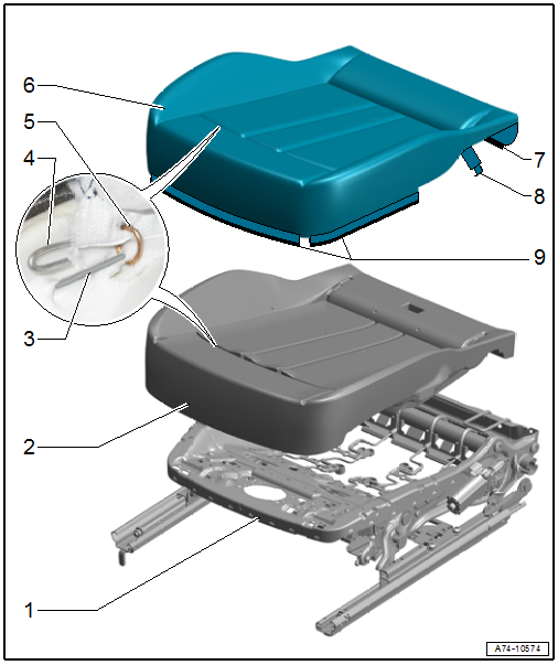 Overview - Seat Pan Cover and Cushion, Seat without Seat Depth Adjuster